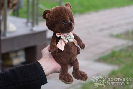 Мягкая игрушка "Романтичный Медвежонок с бежевым бантиком"